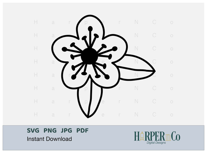 Spring Flower Outline 4 SVG PNG Cut EPS File SVG HarperNCo 
