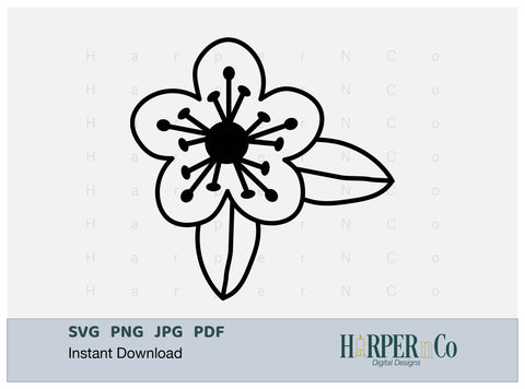 Spring Flower Outline 4 SVG PNG Cut EPS File SVG HarperNCo 
