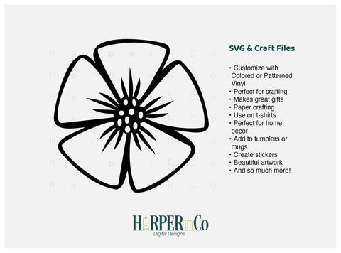 Spring Flower Outline 5 SVG PNG Cut EPS File SVG HarperNCo 