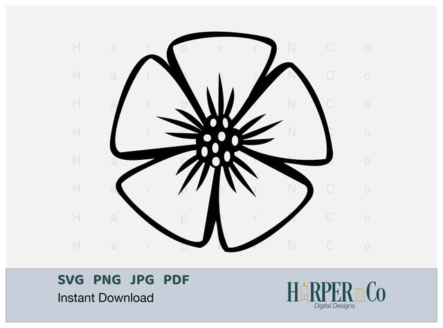Spring Flower Outline 5 SVG PNG Cut EPS File SVG HarperNCo 