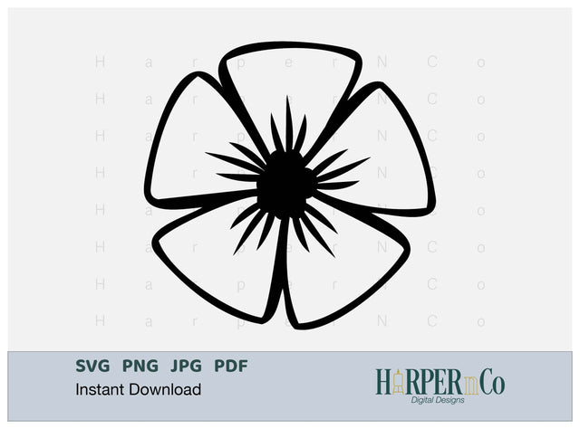 Spring Flower Outline 6 SVG PNG Cut EPS File SVG HarperNCo 