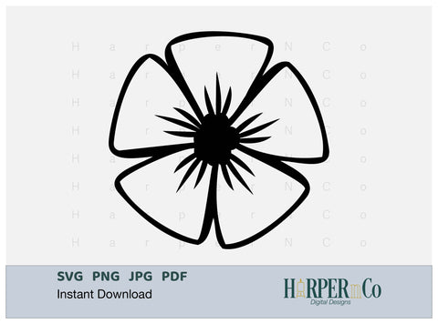 Spring Flower Outline 6 SVG PNG Cut EPS File SVG HarperNCo 