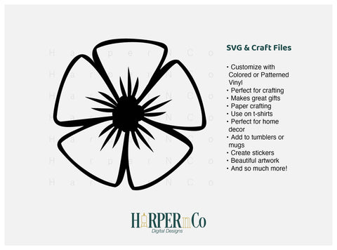 Spring Flower Outline 6 SVG PNG Cut EPS File SVG HarperNCo 