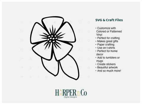 Spring Flower Outline 7 SVG PNG Cut EPS File SVG HarperNCo 