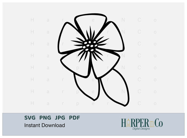 Spring Flower Outline 7 SVG PNG Cut EPS File SVG HarperNCo 