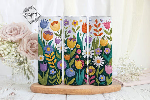Spring Flowers 20oz Tumbler Wrap Sublimation sassyprint 