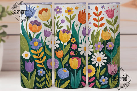 Spring Flowers 20oz Tumbler Wrap Sublimation sassyprint 