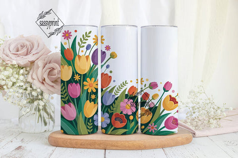 Spring Flowers 20oz Tumbler Wrap Sublimation sassyprint 