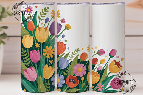 Spring Flowers 20oz Tumbler Wrap Sublimation sassyprint 