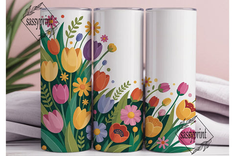 Spring Flowers 20oz Tumbler Wrap Sublimation sassyprint 