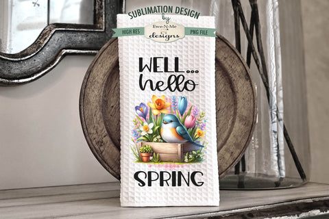 Spring Flowers and Birds Kitchen Towel Sublimation Sublimation Ewe-N-Me Designs 