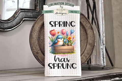Spring Flowers and Birds Kitchen Towel Sublimation Sublimation Ewe-N-Me Designs 