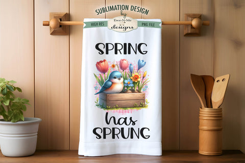 Spring Flowers and Birds Kitchen Towel Sublimation Sublimation Ewe-N-Me Designs 