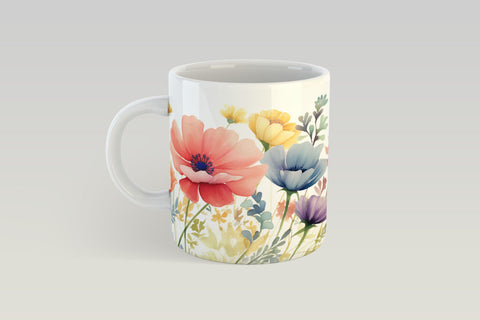 Spring Flowers Mug Sublimation, Flowers Mug Wrap. Sublimation Elinorka 