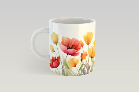 Spring Flowers Mug Sublimation, Flowers Mug Wrap. Sublimation Elinorka 