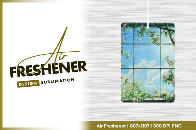 Spring flowers sky through window air freshener Sublimation Regulrcrative 