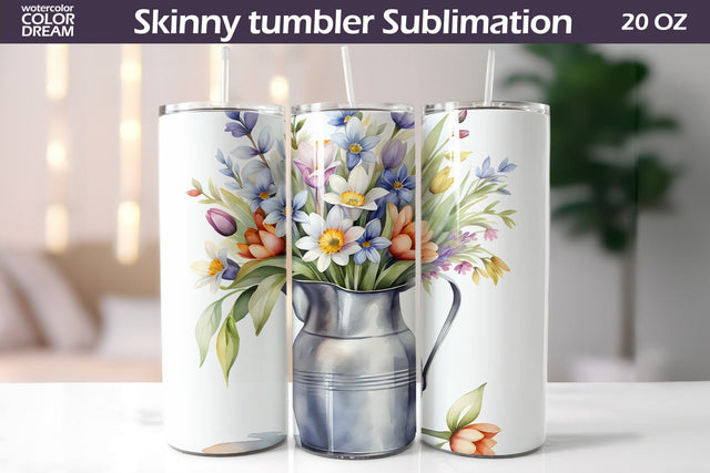 Spring Flowers Tumbler | Wildflowers Tumbler Sublimation Sublimation WatercolorColorDream 