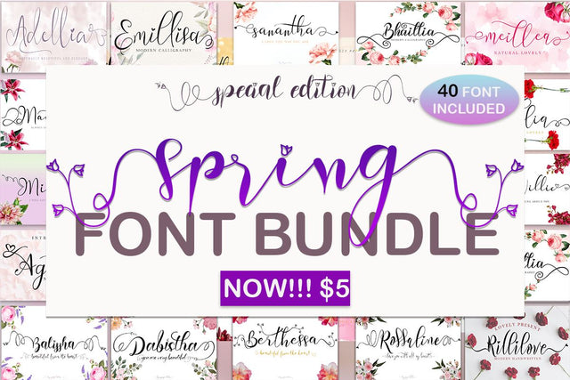 Spring Font Bundle Font Prasetya Letter 