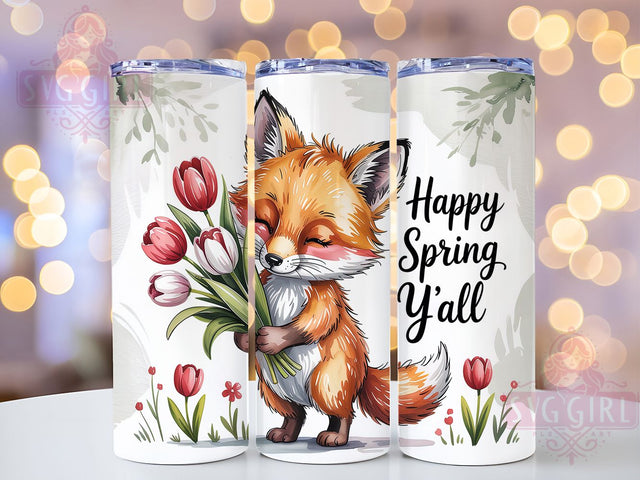 Spring Fox Cute 20oz Tumbler, Cute Gift, Sublimation Wrap, Cartoon Mug, 20oz Tumbler Design, Spring Fox Art, Seasonal Theme Sublimation SvggirlplusArt 
