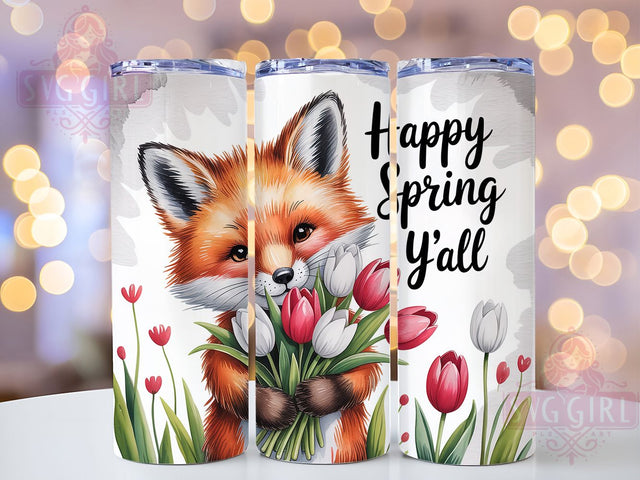 Spring Fox Cute 20oz Tumbler, Cute Gift, Sublimation Wrap, Cartoon Mug, 20oz Tumbler Design, Spring Fox Art, Seasonal Theme Sublimation SvggirlplusArt 