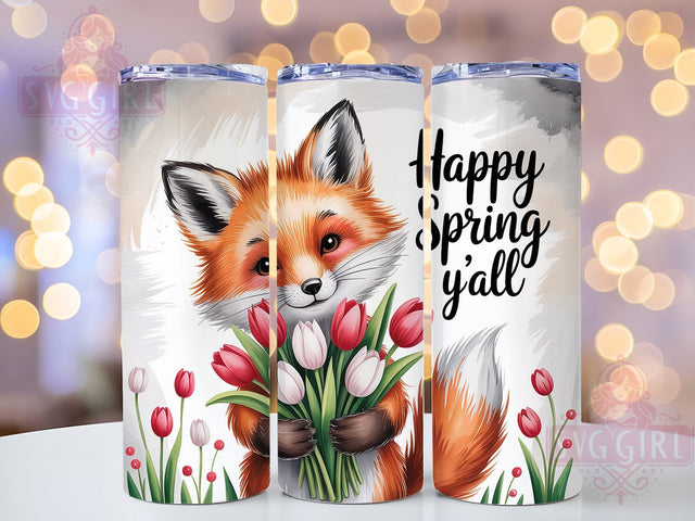 Spring Fox Cute 20oz Tumbler, Cute Gift, Sublimation Wrap, Cartoon Mug, 20oz Tumbler Design, Spring Fox Art, Seasonal Theme Sublimation SvggirlplusArt 