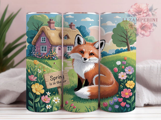 Spring Fox Cute Animals 20oz Tumbler, Cute Animals, 20oz Tumbler Wrap, Sublimation PNG, Holiday Cup, Spring Gift, Easter Bunny Sublimation Li Zamperini 