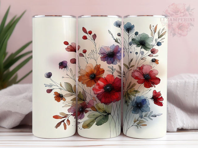 Spring Fresh Wildflowers Bright Colors 20oz Tumbler Wrap PNG, Wildflowers Tumbler Png, Straight & Tapered Tumbler Wrap, Instant Digital Download Sublimation Li Zamperini 