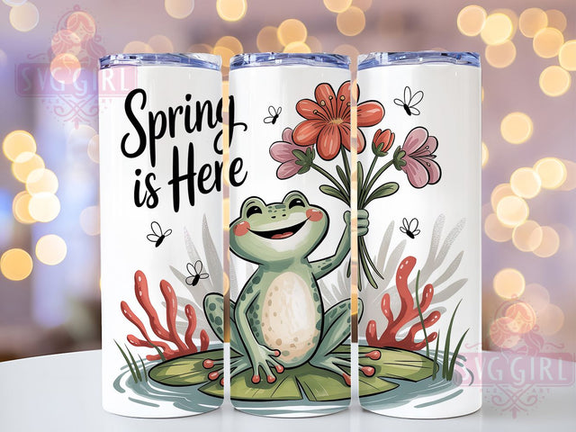 Spring Frog Cute 20oz Tumbler, Cute Gift, Sublimation Wrap, Cartoon Mug, 20oz Tumbler Design, Spring Frog Art, Seasonal Theme Sublimation SvggirlplusArt 