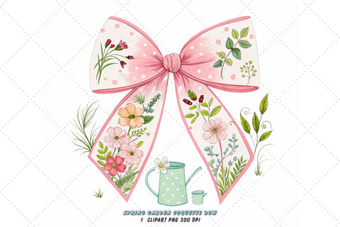 Spring Garden Coquette Bow Clipart, spring garden bow, coquette bow clipart, flowers bloom bow, garden design art, digital bow design, fresh spring bow, bloom bow art, spring floral design Sublimation FloridPrintables 