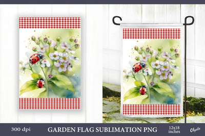 Spring Garden Flag PNG. Lady Bug Garden Flag PNG Sublimation Olga Terlyanskaya 