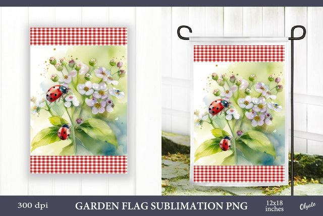 Spring Garden Flag PNG. Lady Bug Garden Flag PNG Sublimation Olga Terlyanskaya 