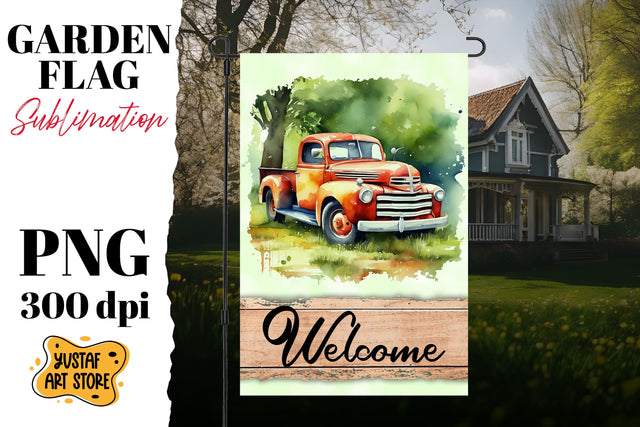Spring garden flag sublimation . Spring truck design Sublimation Yustaf Art Store 