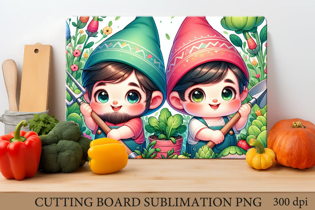 Spring Garden Gnomes PNG. Cutting Board Sublimation PNG Sublimation Olga Terlyanskaya 
