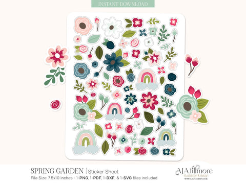 Spring Garden Sticker Set SVG Aja Nicole Designs 