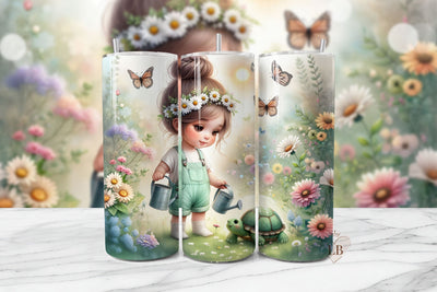 Spring Garden Turtle Tumbler Wrap PNG Sublimation BijouBay 