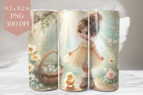 Spring Girl and Chick Tumbler Sublimation Design Sublimation BijouBay 