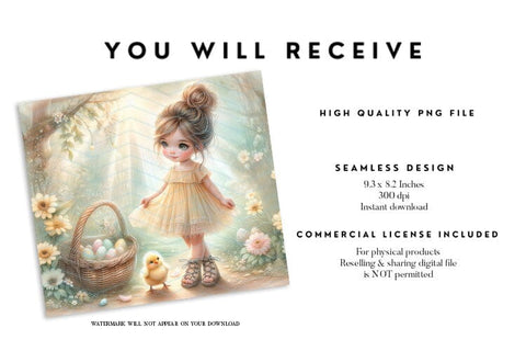 Spring Girl and Chick Tumbler Sublimation Design Sublimation BijouBay 