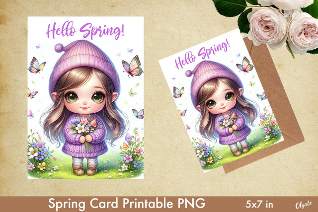 Spring Girl Clipart PNG, Violet Spring, Greeting Card PNG Sublimation Olga Terlyanskaya 
