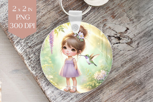 Spring Girl Keychain PNG Sublimation BijouBay 