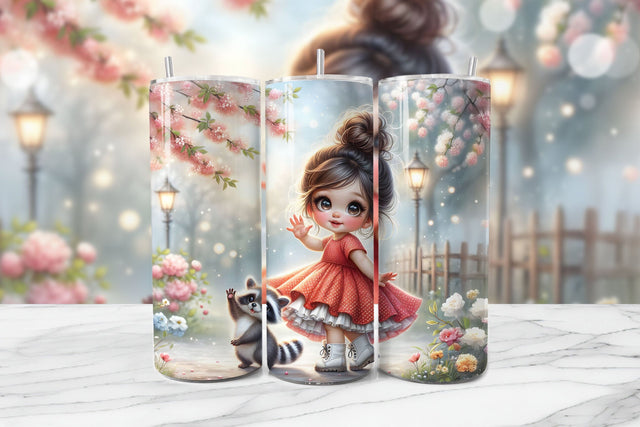 Spring Girl Seamless Tumbler Wrap PNG Sublimation BijouBay 