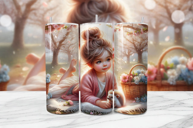 Spring Girl Seamless Tumbler Wrap PNG Sublimation BijouBay 