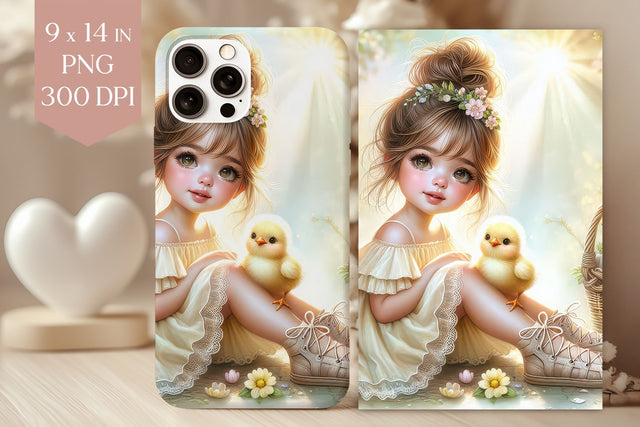 Spring Girl with Chick Phone Case PNG Sublimation BijouBay 