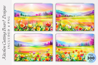 Spring Glass Cutting Board PNG Design Sublimation Regulrcrative 