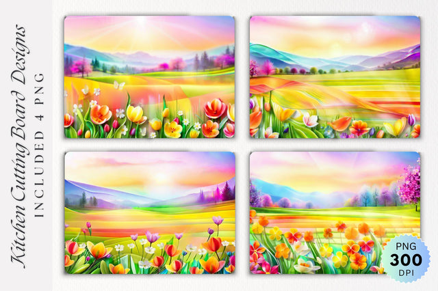 Spring Glass Cutting Board PNG Design Sublimation Regulrcrative 