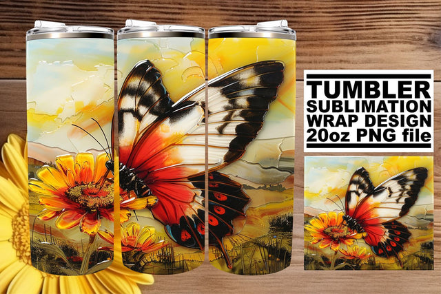 Spring Glitter Butterfly Tumbler 3D Sublimation afrosvg 
