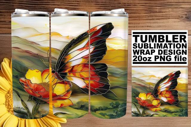 Spring Glitter Tumbler 3D Butterfly Sublimation afrosvg 