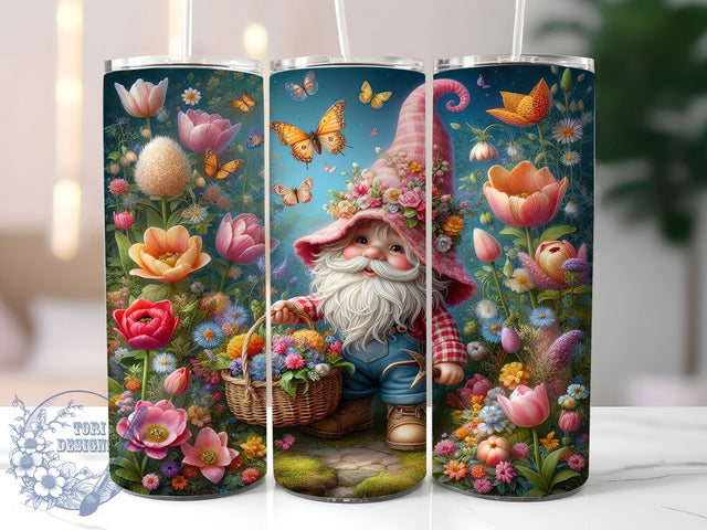 Spring Gnome Cute 20oz Tumbler, Cute Gift, Sublimation Wrap, Cartoon Mug, 20oz Tumbler Design, Spring Gnome Art, Seasonal Theme Sublimation ToriDesigns 