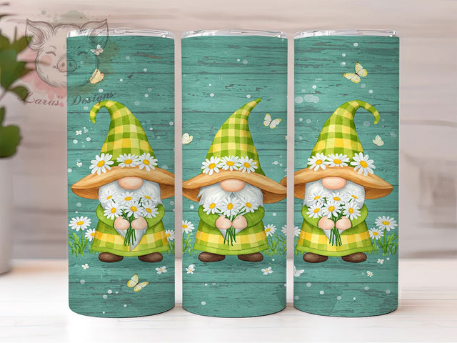 Spring Gnome Daisy 20oz Whimsical Garden Tumbler, Daisy Floral Tumbler, 20oz Sublimation Wrap, Whimsical Gnome Tumbler, Garden Aesthetic Tumbler, Cute Spring Gift Sublimation Lara' s Designs 