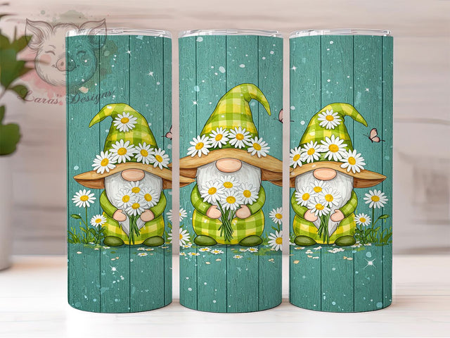 Spring Gnome Daisy 20oz Whimsical Garden Tumbler, Daisy Floral Tumbler, 20oz Sublimation Wrap, Whimsical Gnome Tumbler, Garden Aesthetic Tumbler, Cute Spring Gift Sublimation Lara' s Designs 