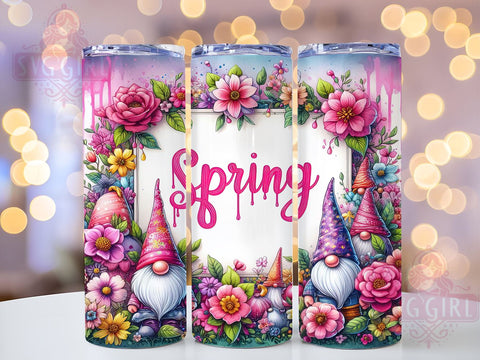 Spring Gnome Flower 20oz Tumbler Wrap Sublimation Design, Straight Tapered Tumbler Wrap, Inspiration Quotes Tumbler Png, Instant Digital Download Sublimation SvggirlplusArt 